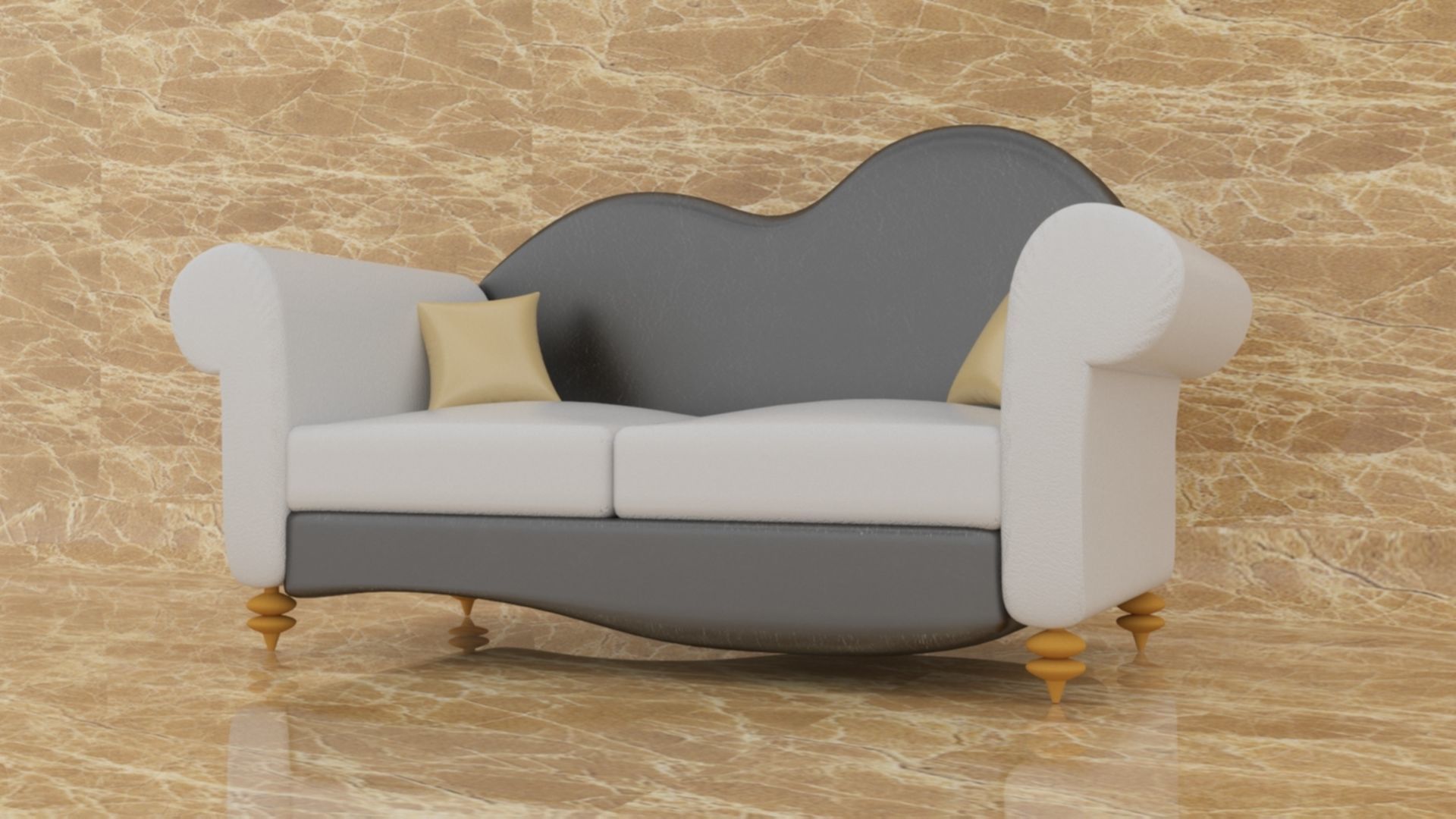 Sofa Low Poly model 3D model_4