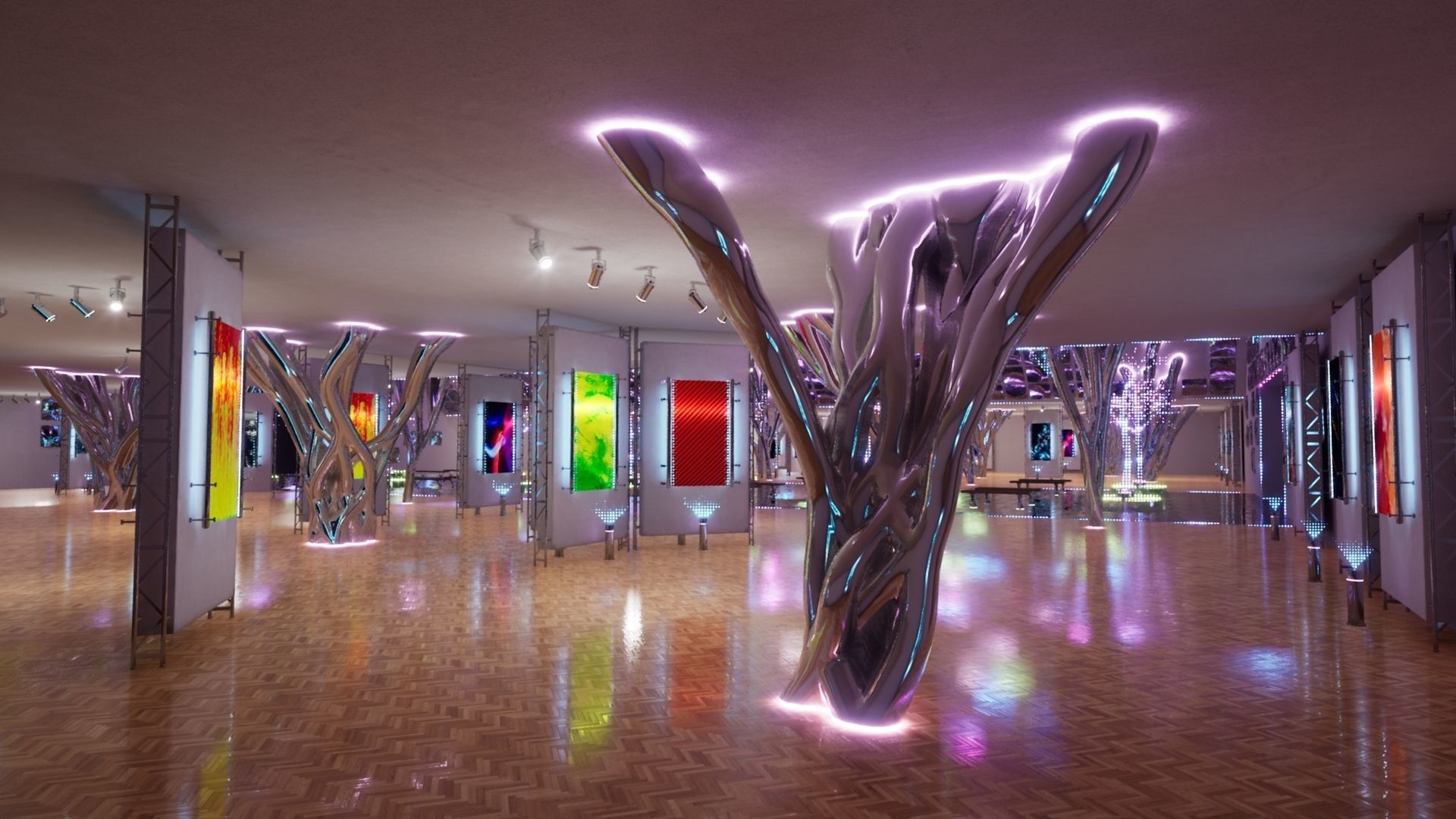 NFT Gallery Showroom Low-poly 3D model_7