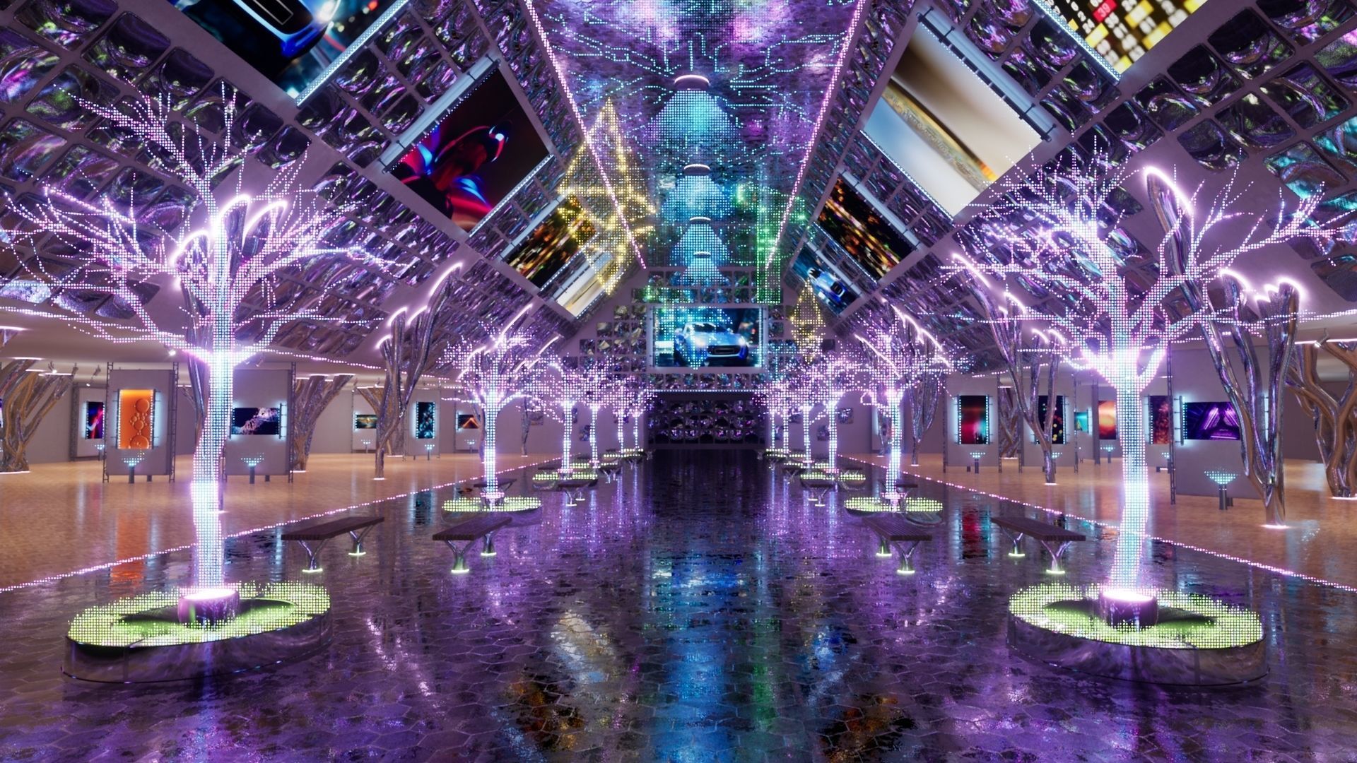 NFT Gallery Showroom Low-poly 3D model_1