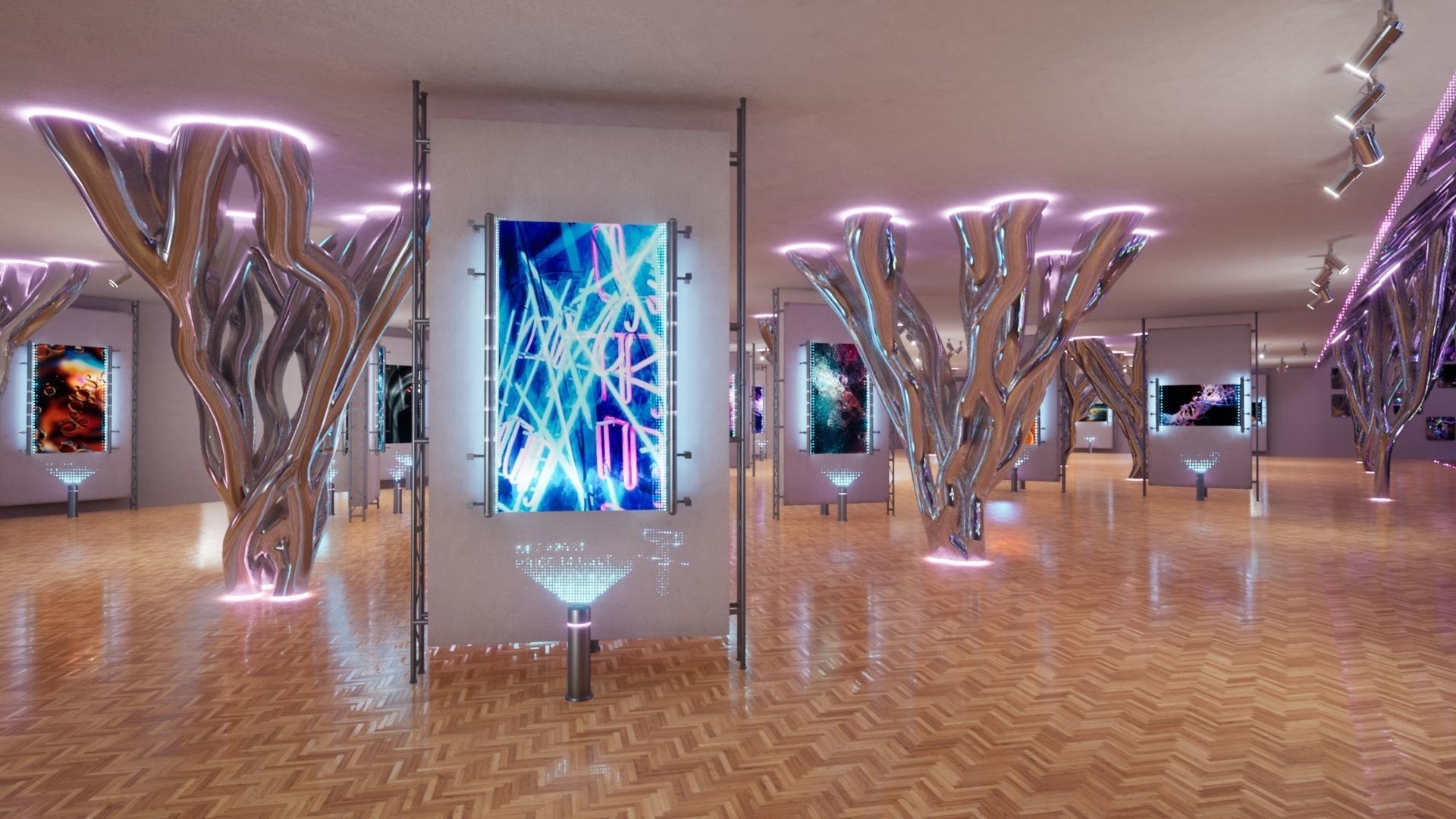 NFT Gallery Showroom Low-poly 3D model_2