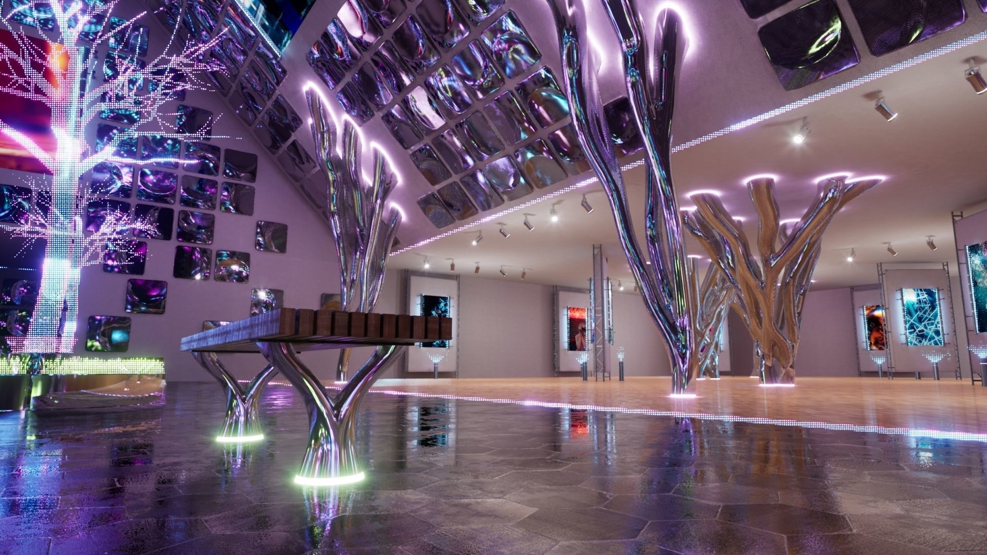 NFT Gallery Showroom Low-poly 3D model_10