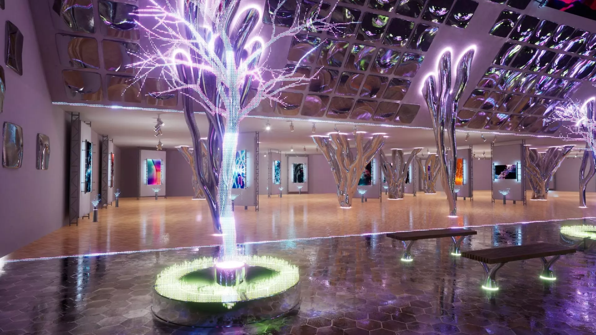 NFT Gallery Showroom Low-poly 3D model_0