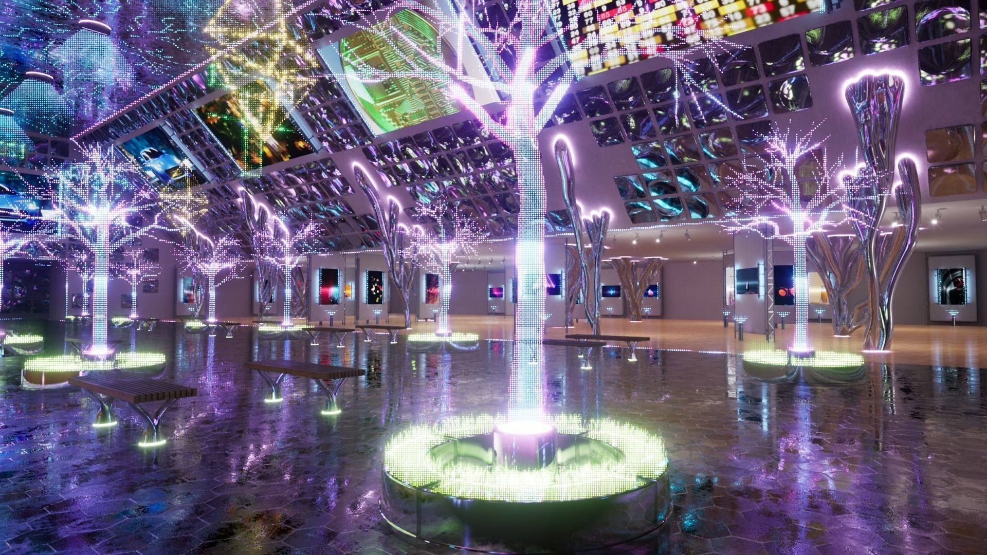 NFT Gallery Showroom Low-poly 3D model_5