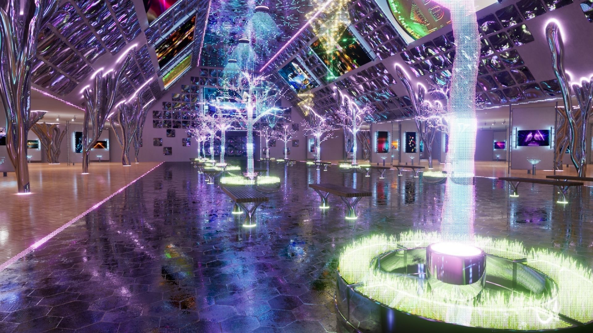 NFT Gallery Showroom Low-poly 3D model_3