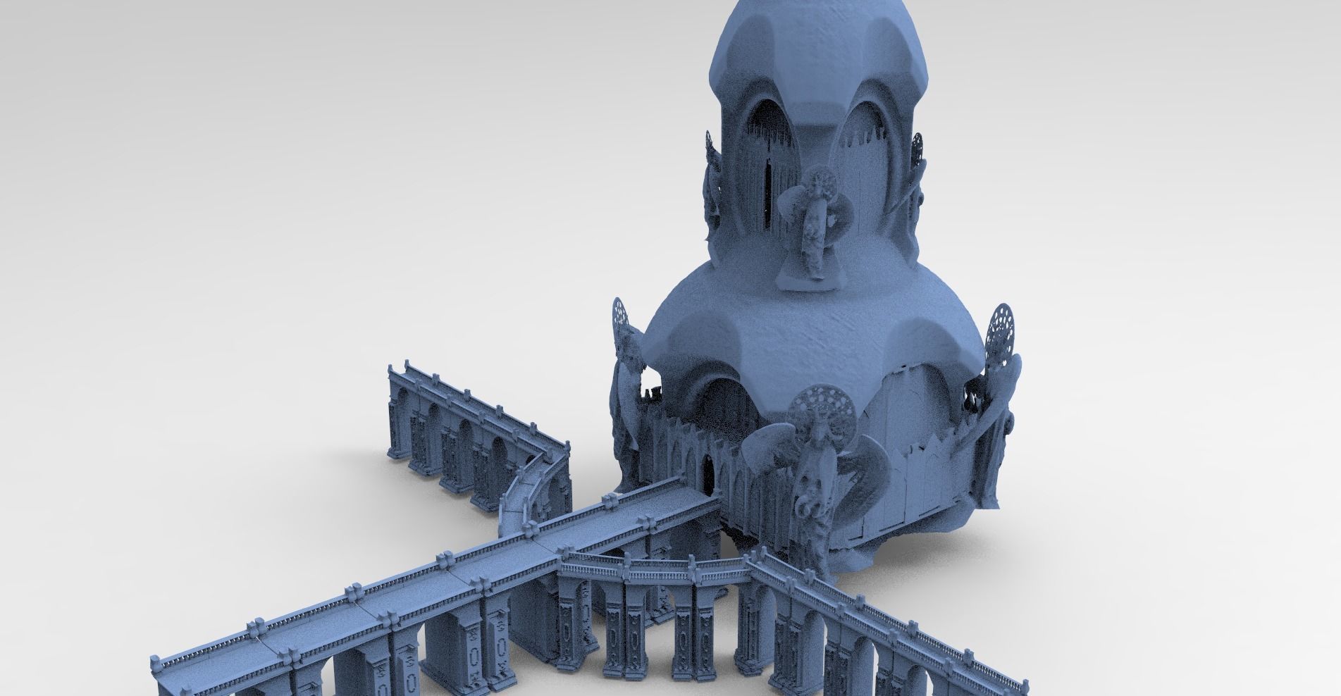 Angelic Holy Tower 1 With Holy bridges  3D model_1