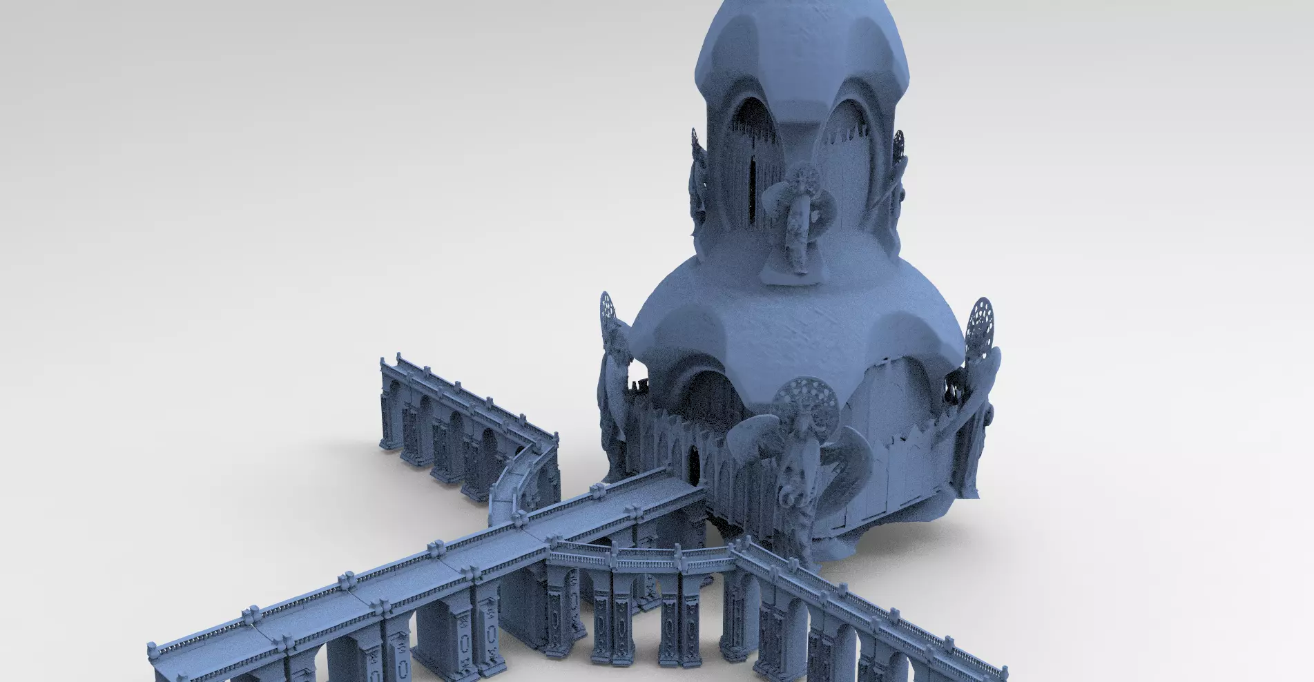 Angelic Holy Tower 1 With Holy bridges  3D model_0
