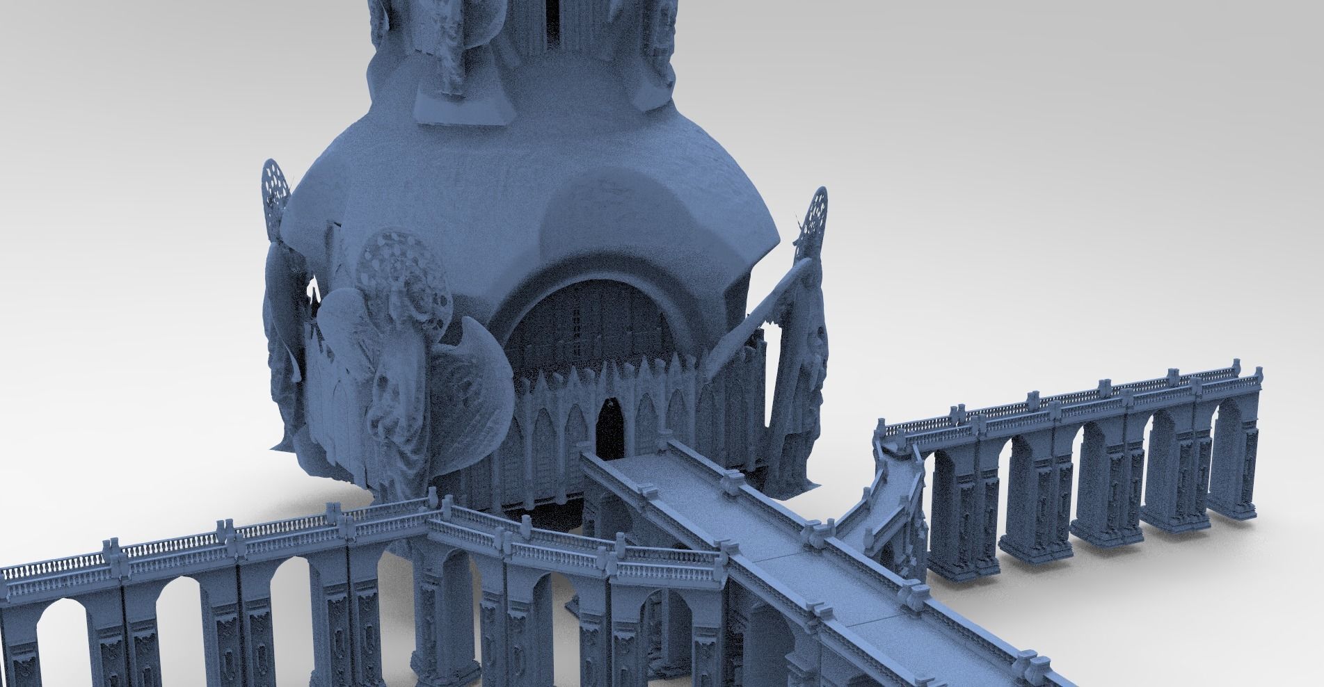 Angelic Holy Tower 2 With Holy bridges  3D model_1