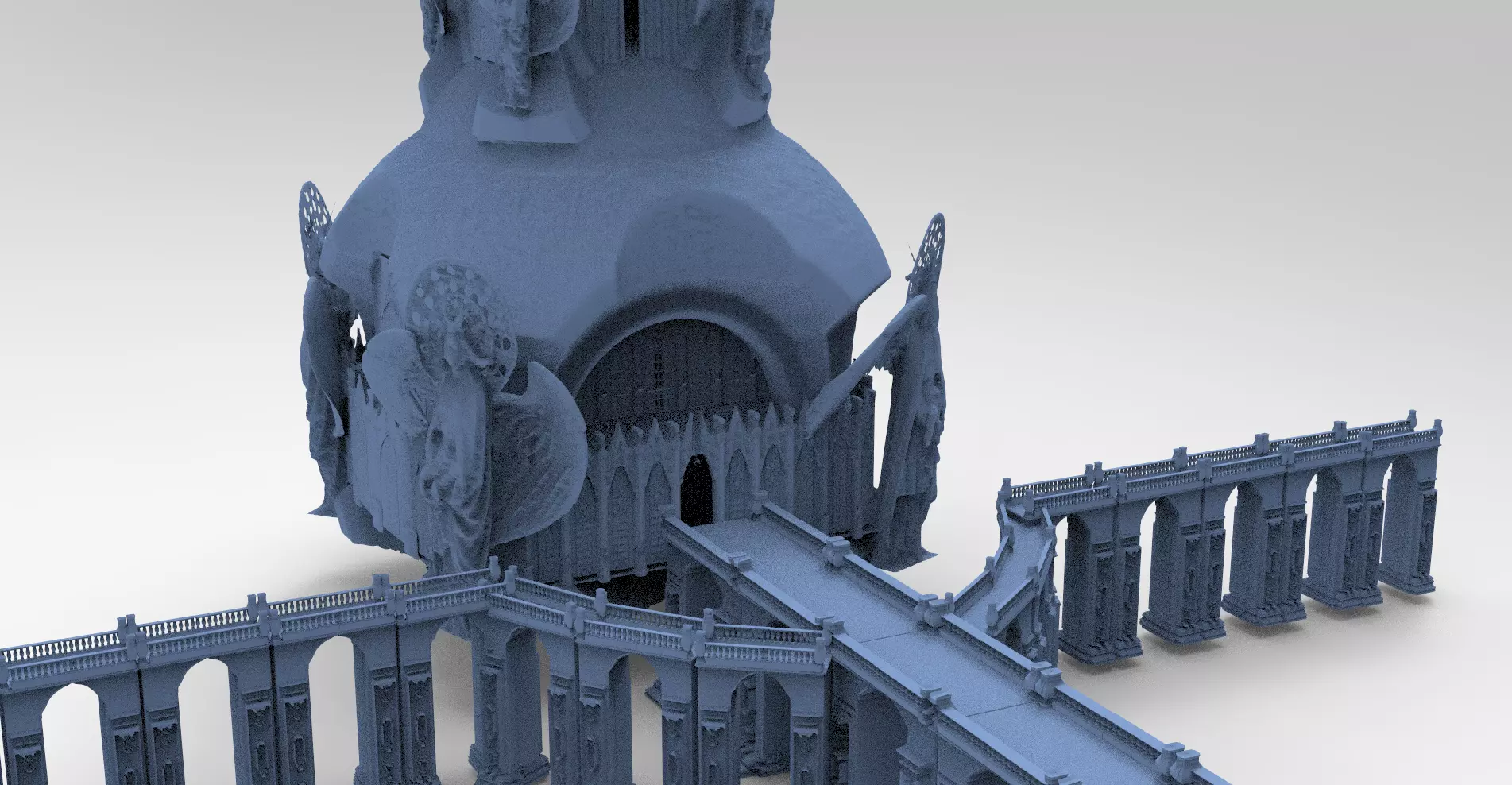 Angelic Holy Tower 2 With Holy bridges  3D model_0