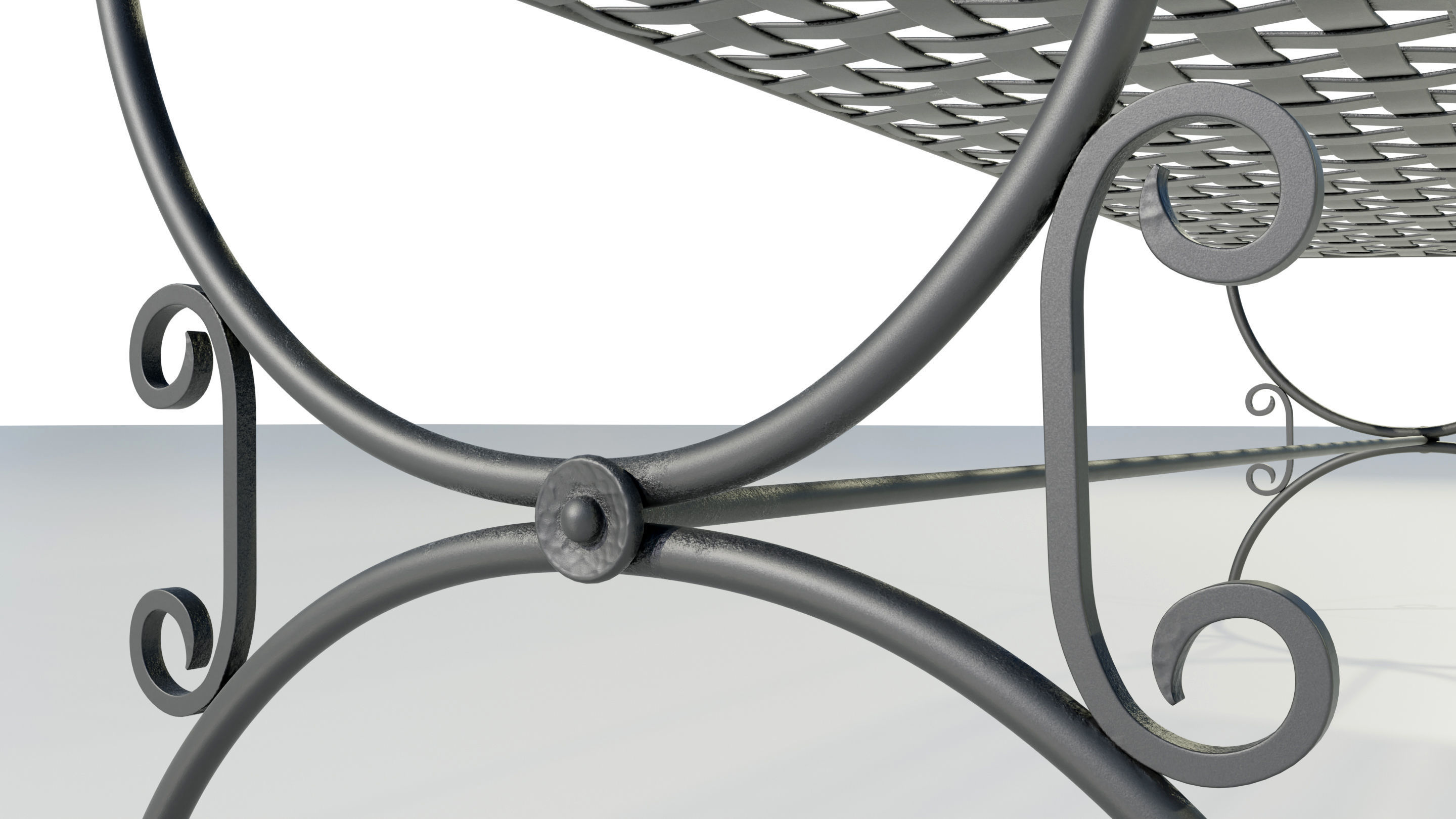 Wrought Iron Bench 3D model_9