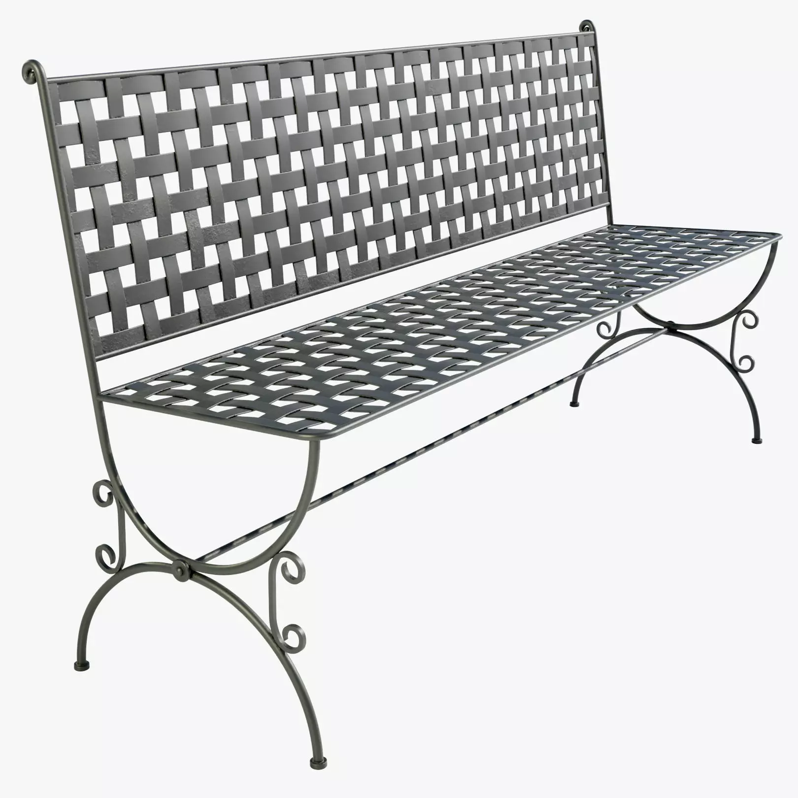 Wrought Iron Bench 3D model_0