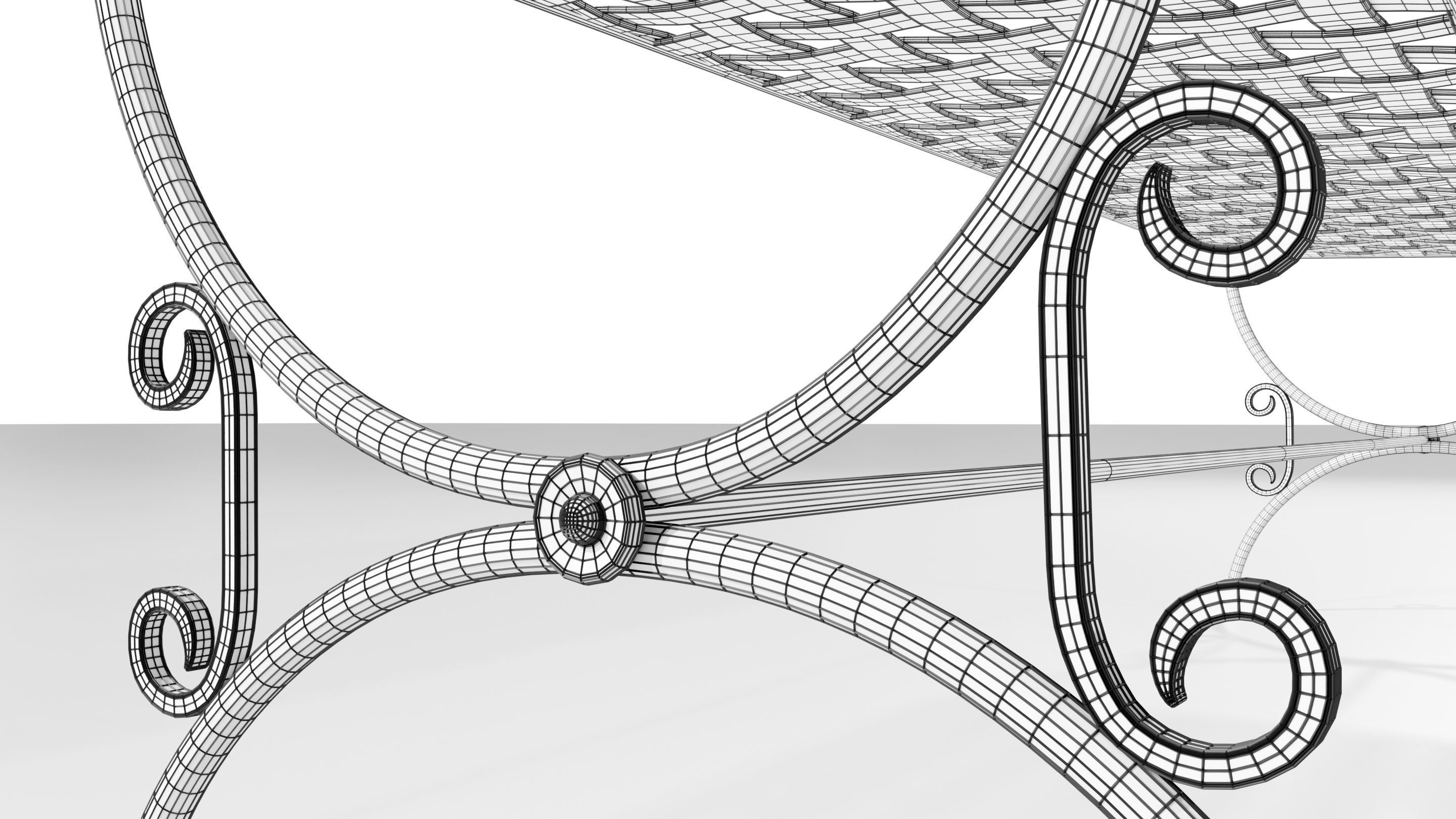 Wrought Iron Bench 3D model_19