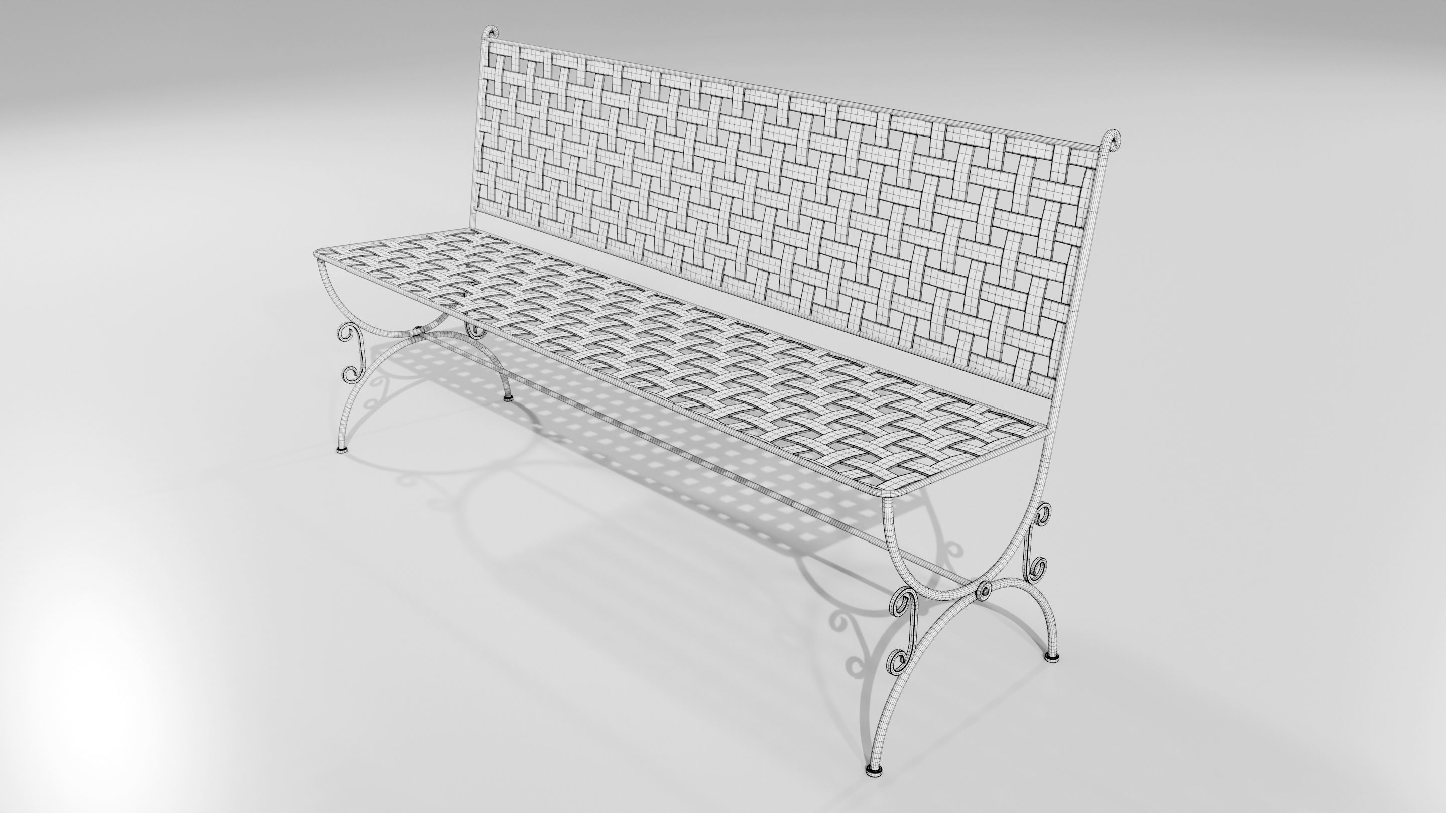 Wrought Iron Bench 3D model_13