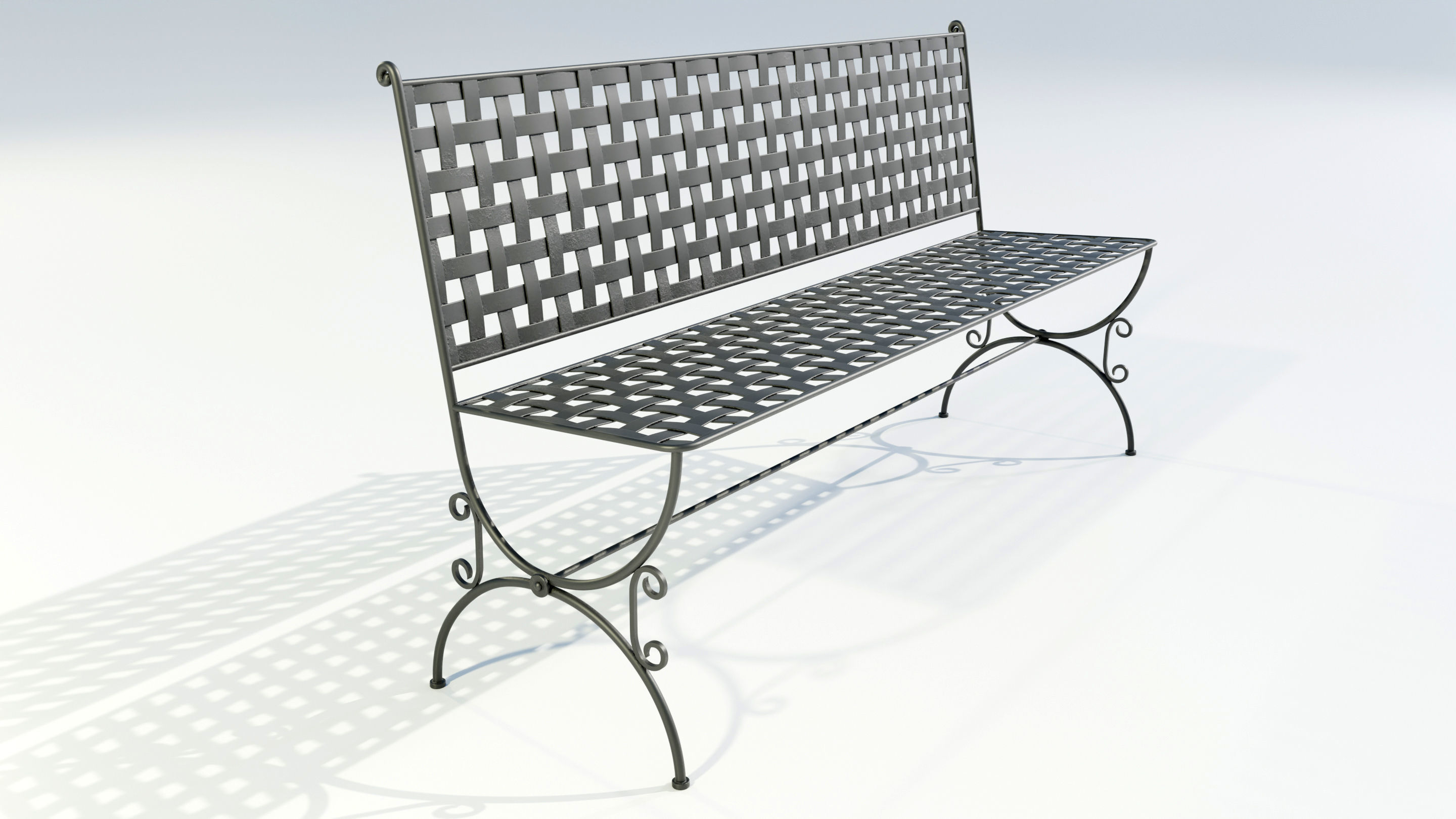 Wrought Iron Bench 3D model_6