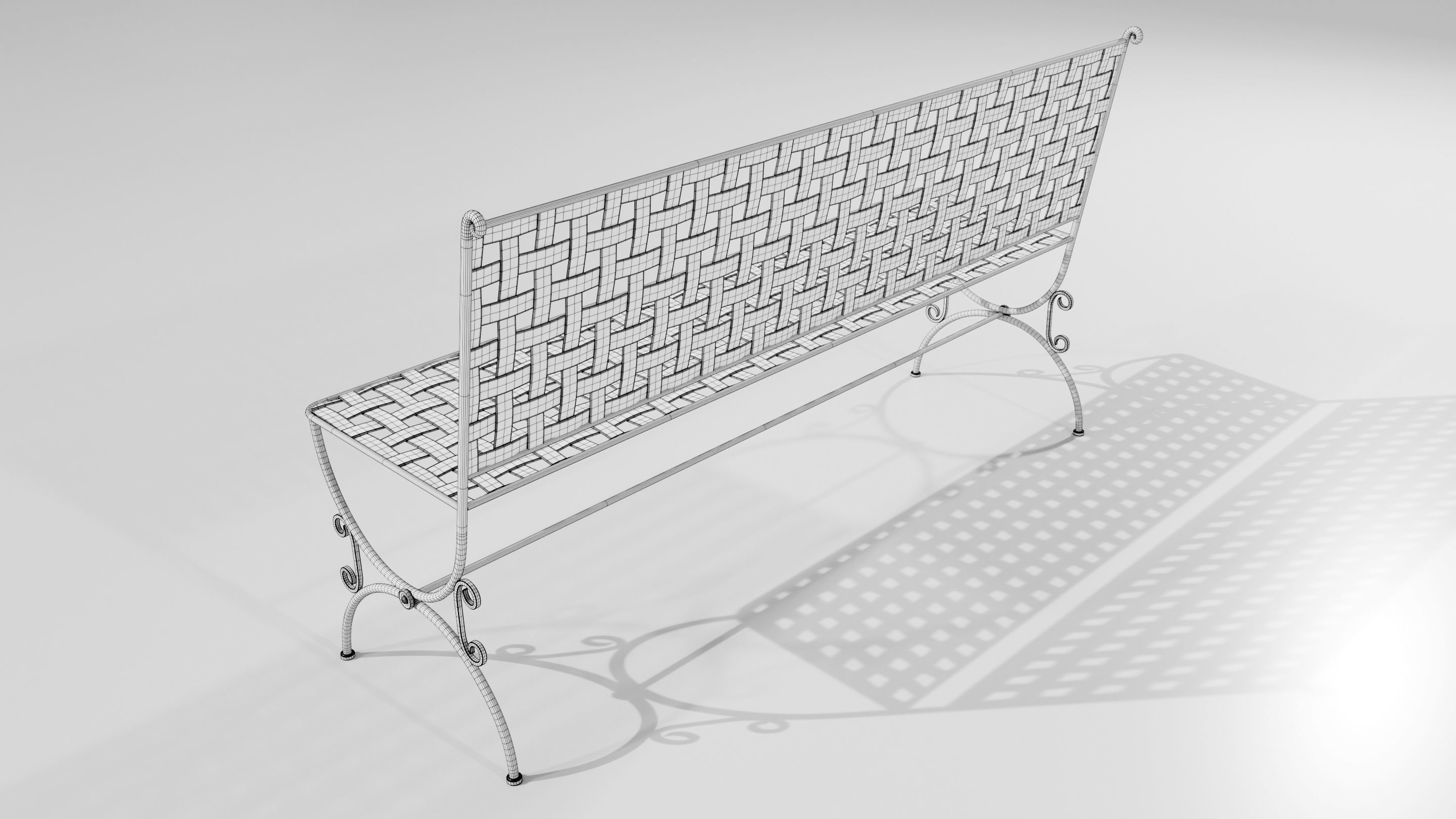 Wrought Iron Bench 3D model_14