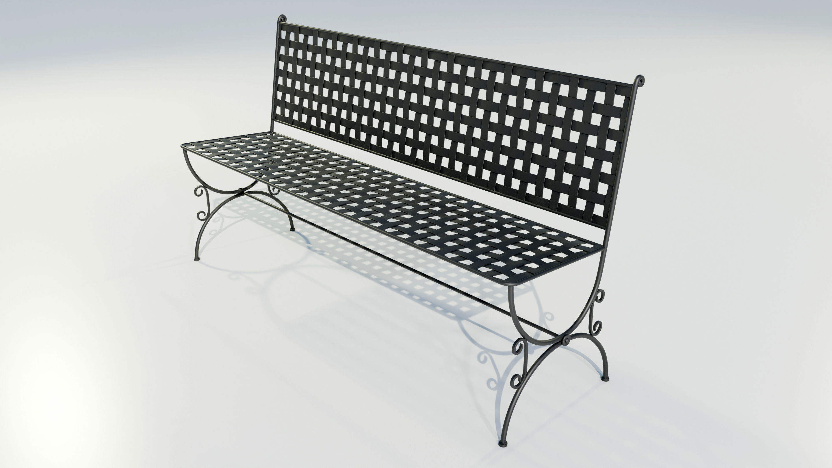 Wrought Iron Bench 3D model_3