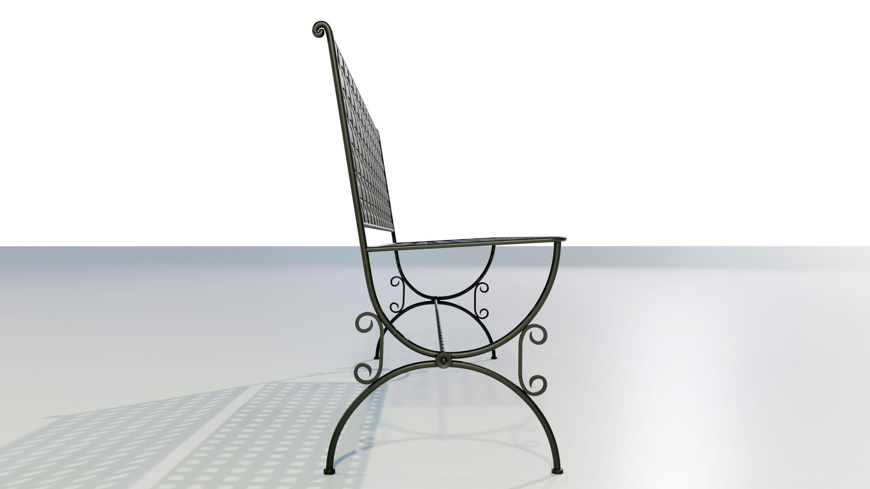 Wrought Iron Bench 3D model_7