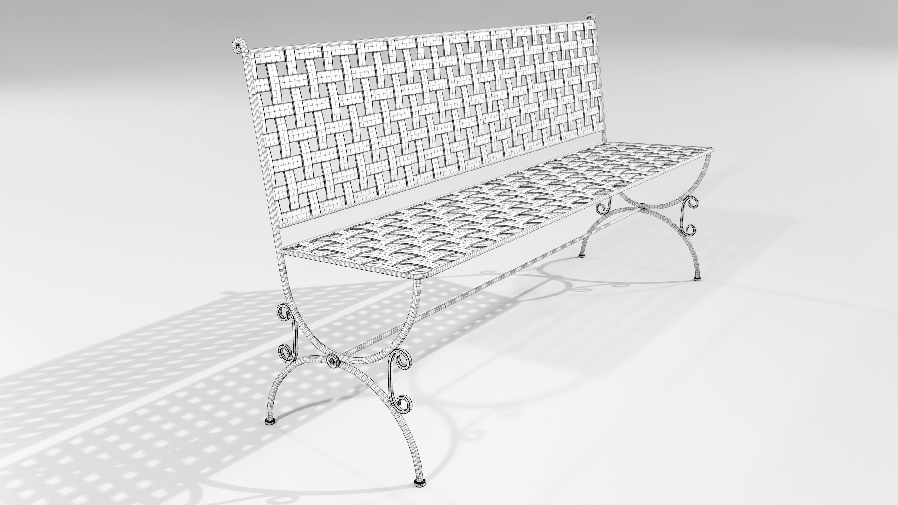 Wrought Iron Bench 3D model_16