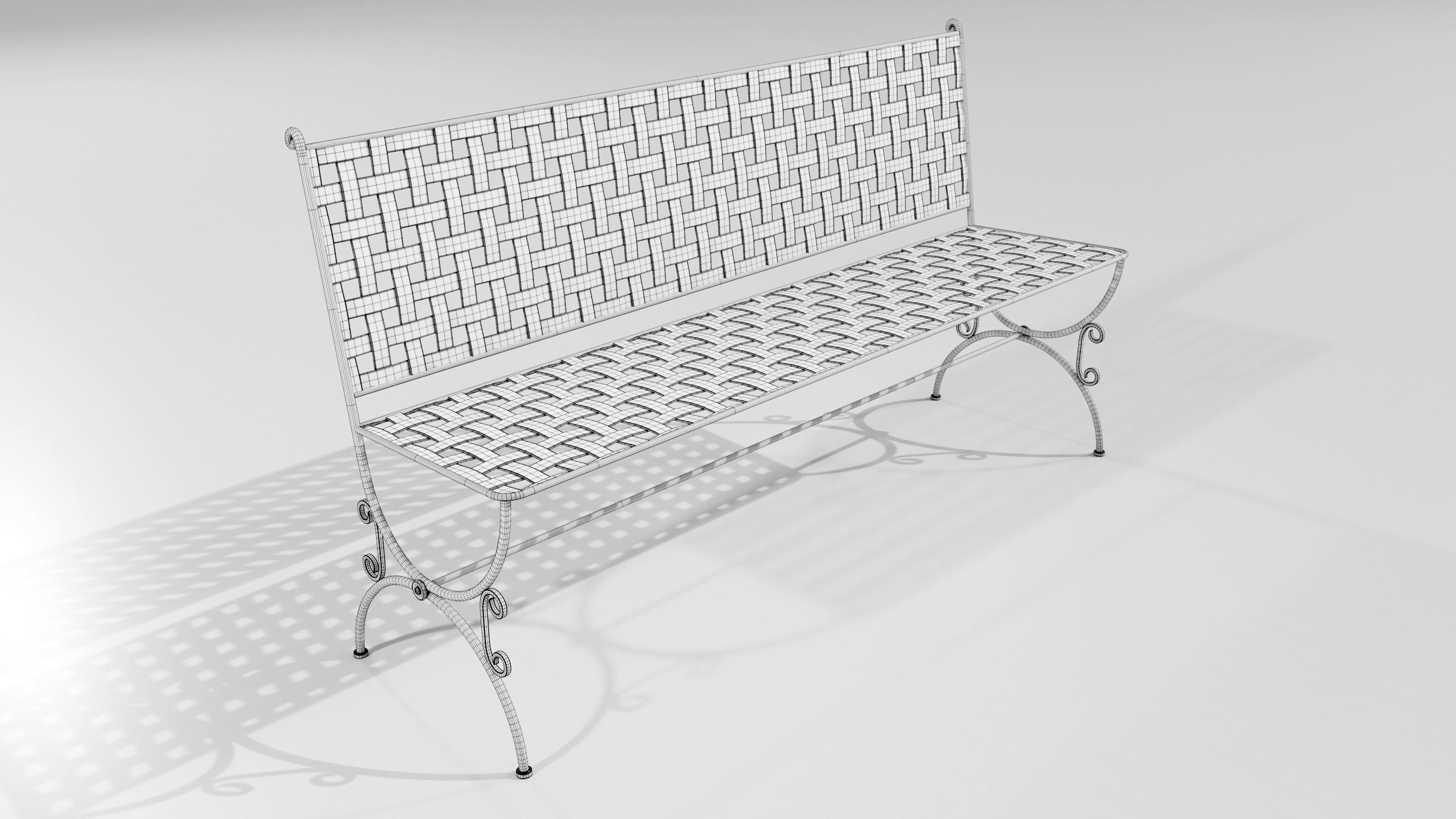 Wrought Iron Bench 3D model_12
