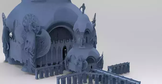 Angelic Holy Tower 4 With Holy bridges 3D model