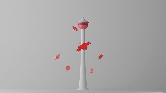 Cartoon Calgary Tower Canada 2 Low-poly 3D model