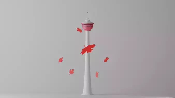 Cartoon Calgary Tower Canada 2 Low-poly 3D model