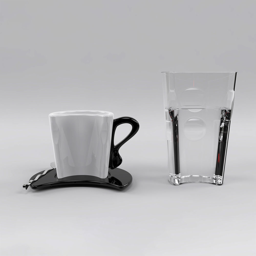modern cup set 3D model_3