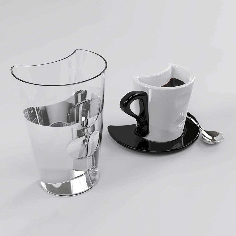 modern cup set 3D model_2