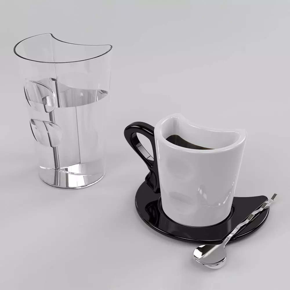 modern cup set 3D model_0