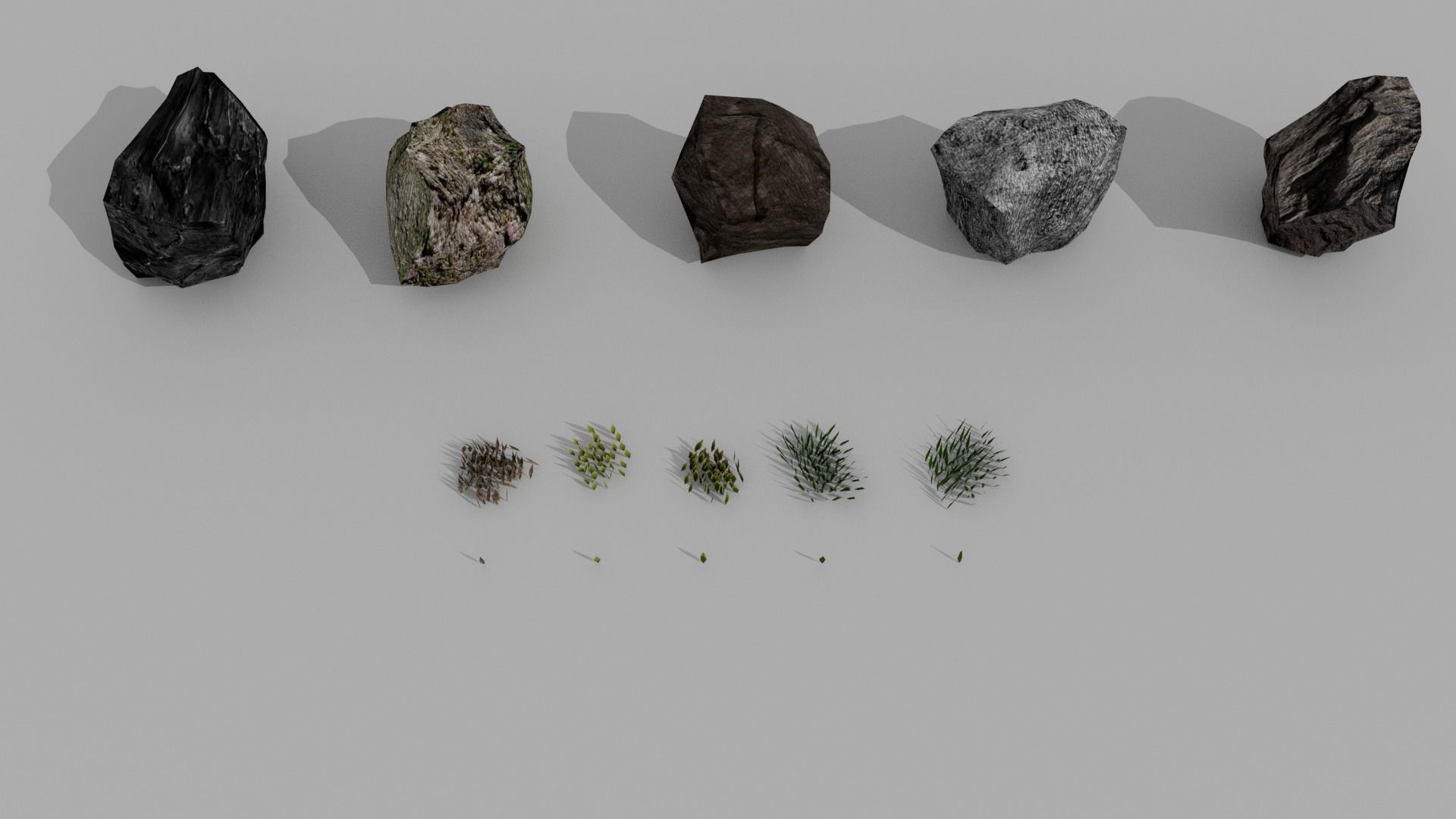 Moss 5 Species and Stones - PBR Asset Kit Low-poly 3D model Low-poly 3D model_1