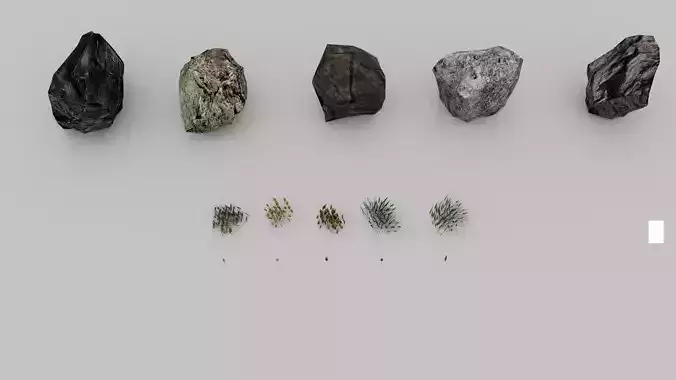 Moss 5 Species and Stones - PBR Asset Kit Low-poly 3D model