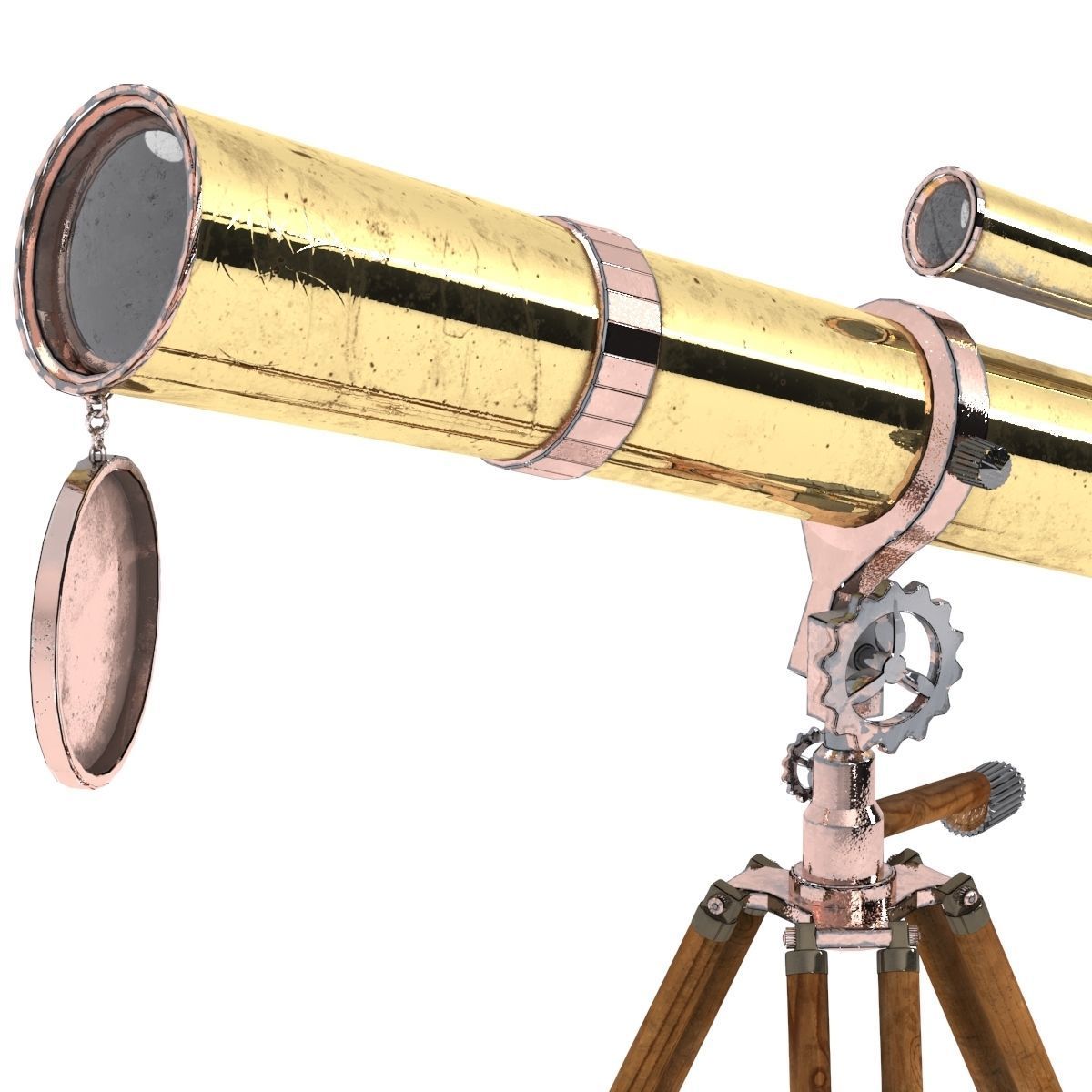Ancient telescope Low-poly 3D model_4