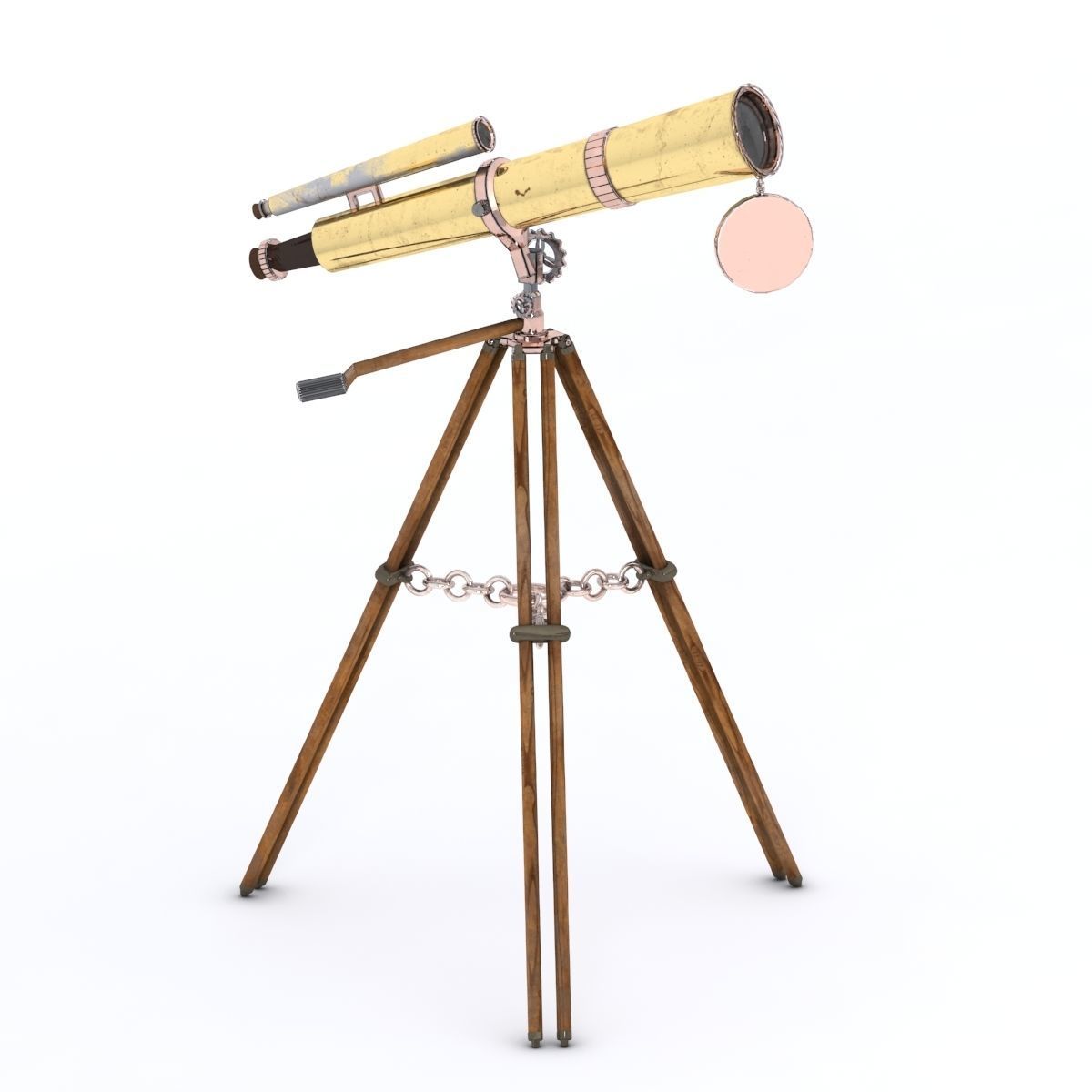 Ancient telescope Low-poly 3D model_2