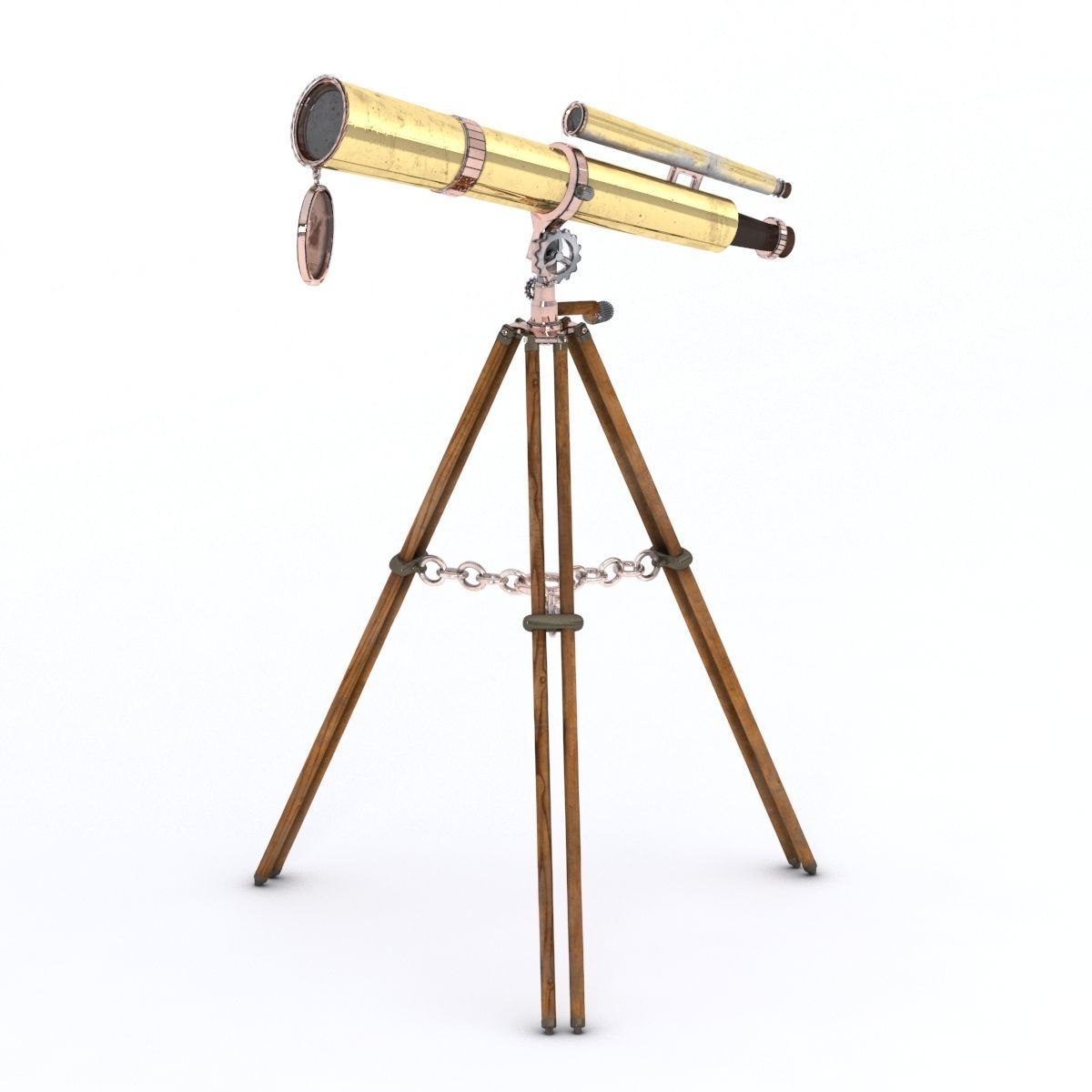 Ancient telescope Low-poly 3D model_3