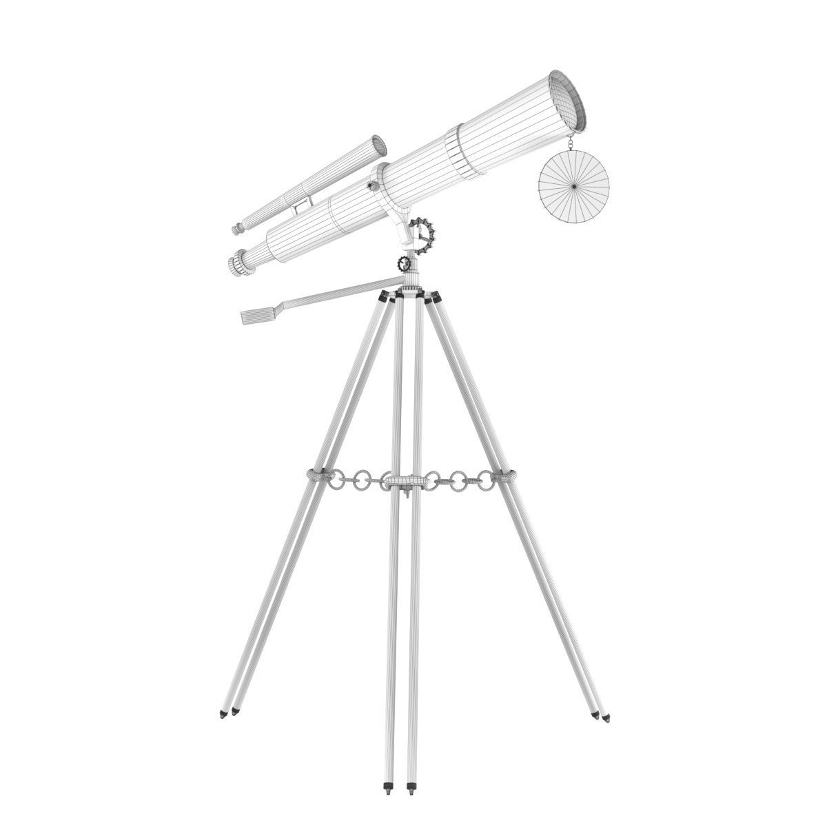 Ancient telescope Low-poly 3D model_6