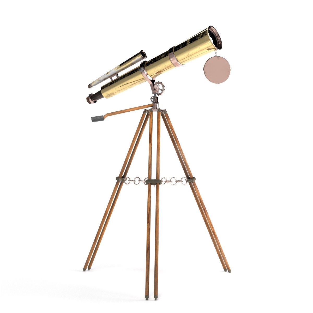 Ancient telescope Low-poly 3D model_5