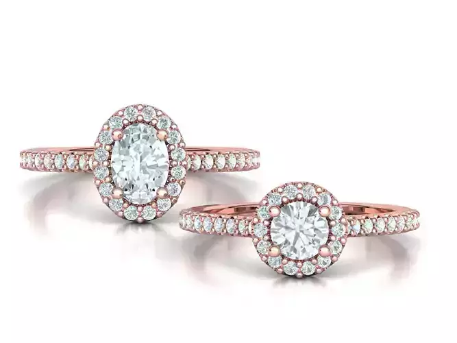 Halo Engagement Ring 3Dprint models Collection  
