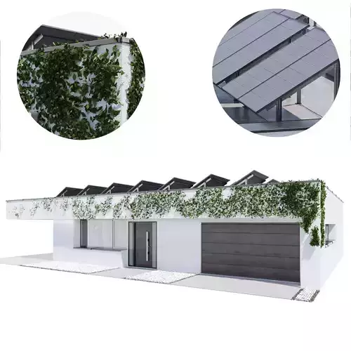 Modern house 23 at night 3D model