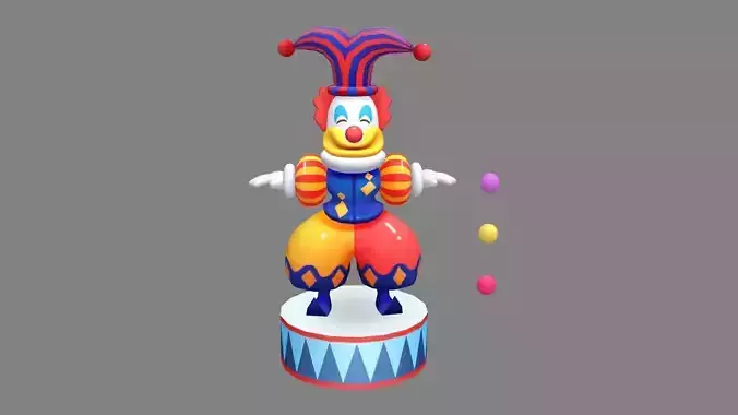 Cartoon Amusement Park Clown Show - juggler Low-poly 3D model