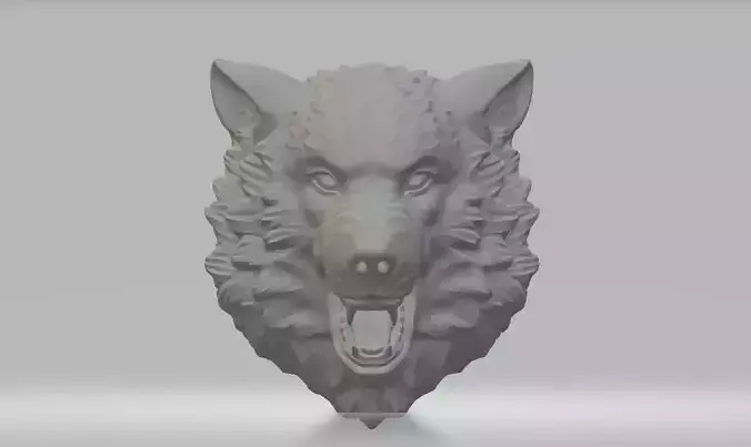 Wolf Head pendant 3dm obj stl