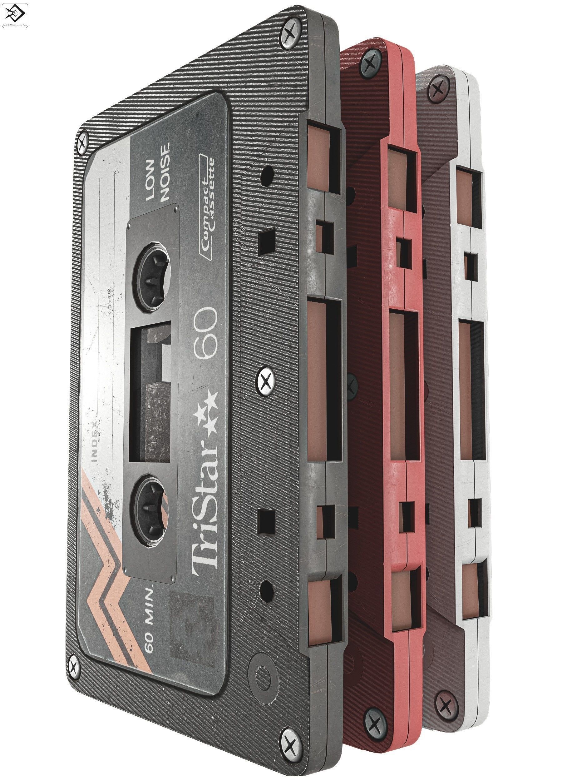 Cassette Tape  3 Types  Low-poly 3D model_1