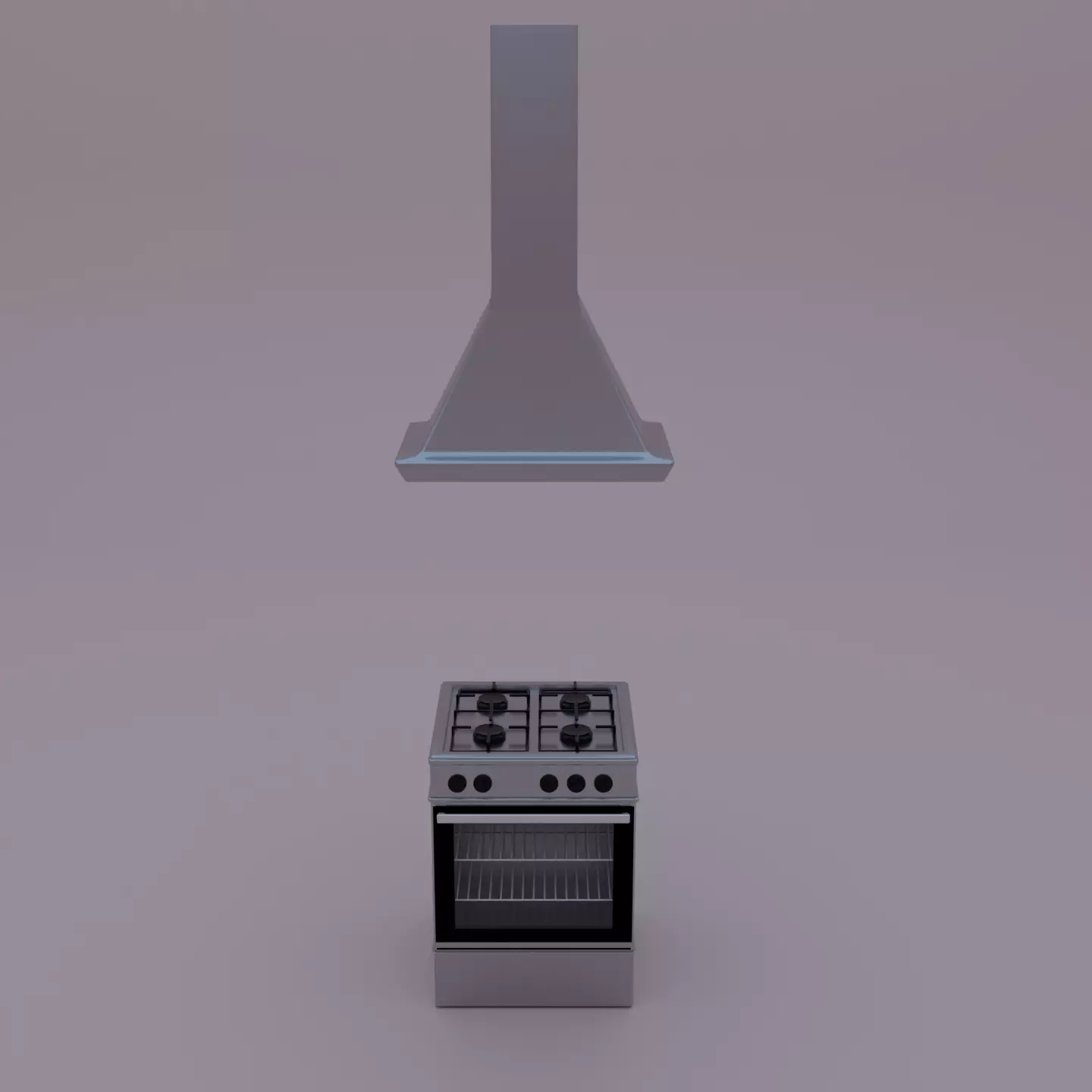 Oven and a cooker hood Free 3D model