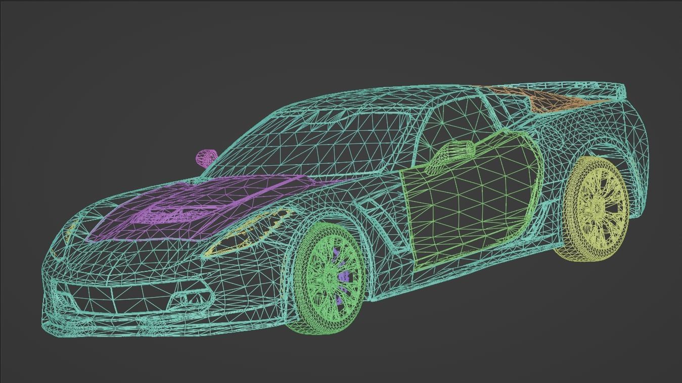 Corvette C7 Low-poly 3D model_15