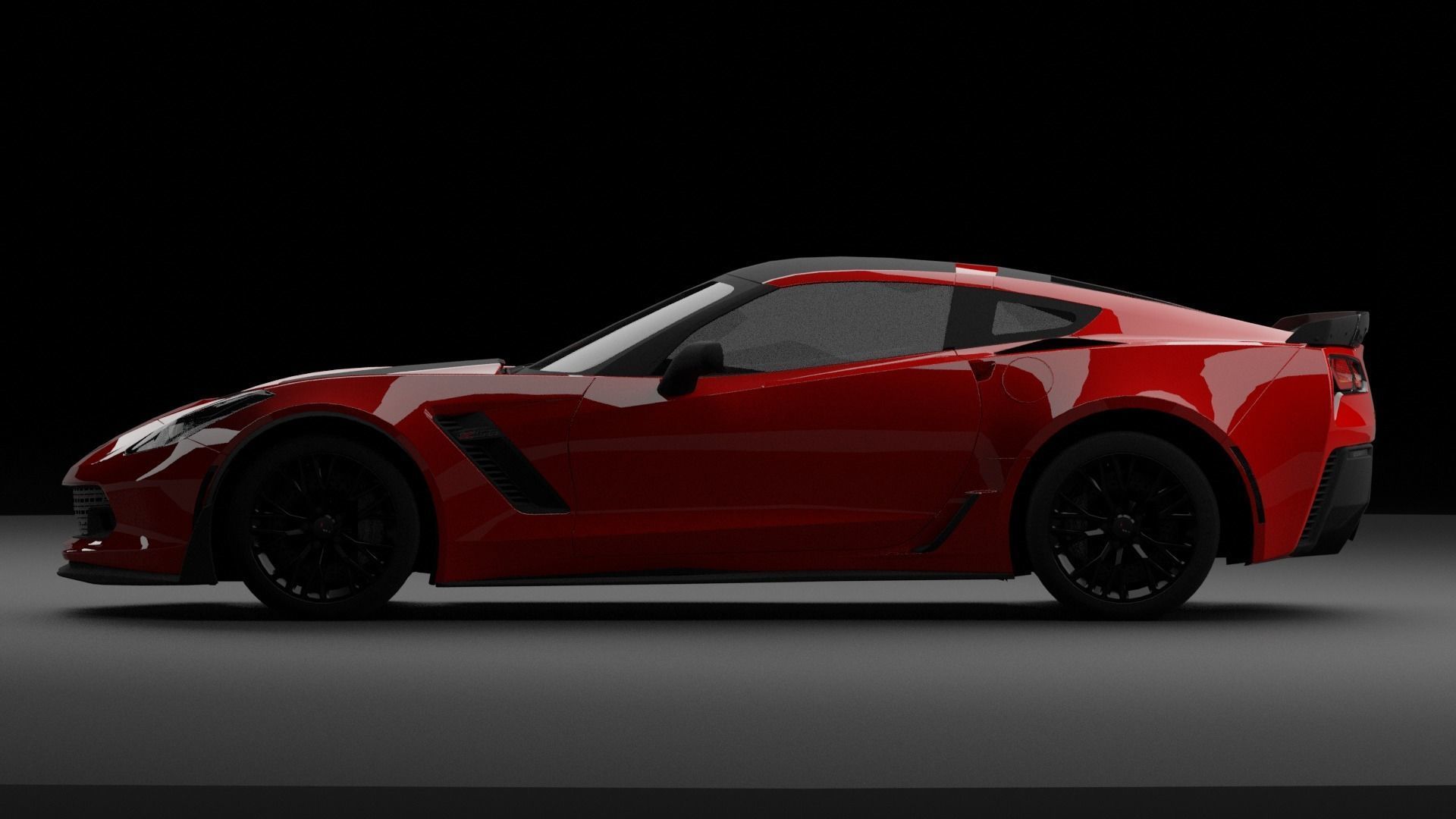 Corvette C7 Low-poly 3D model_4