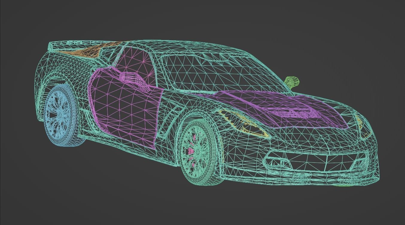 Corvette C7 Low-poly 3D model_17