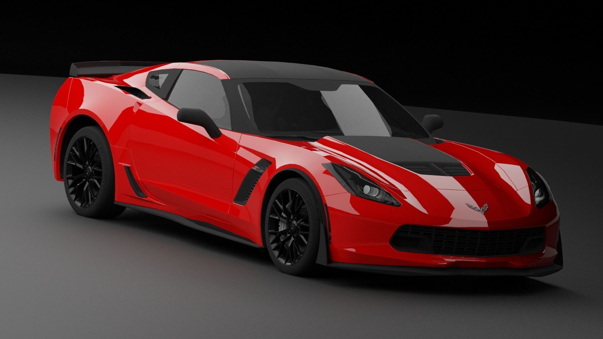 Corvette C7 Low-poly 3D model_2
