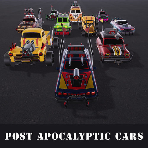 Post Apocalyptic Cars Low-poly 3D model