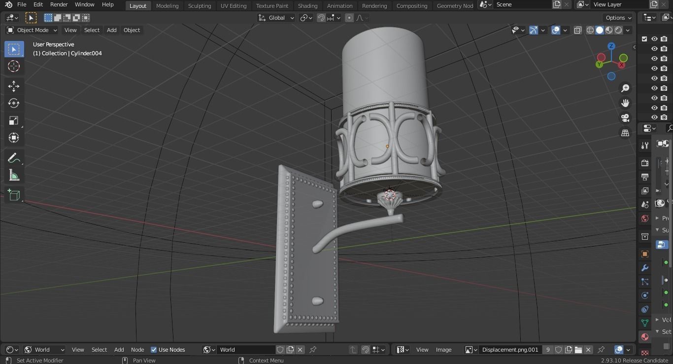 Blender 3d Wall Lamp Modelling Eevee and Cycles 3D model_2