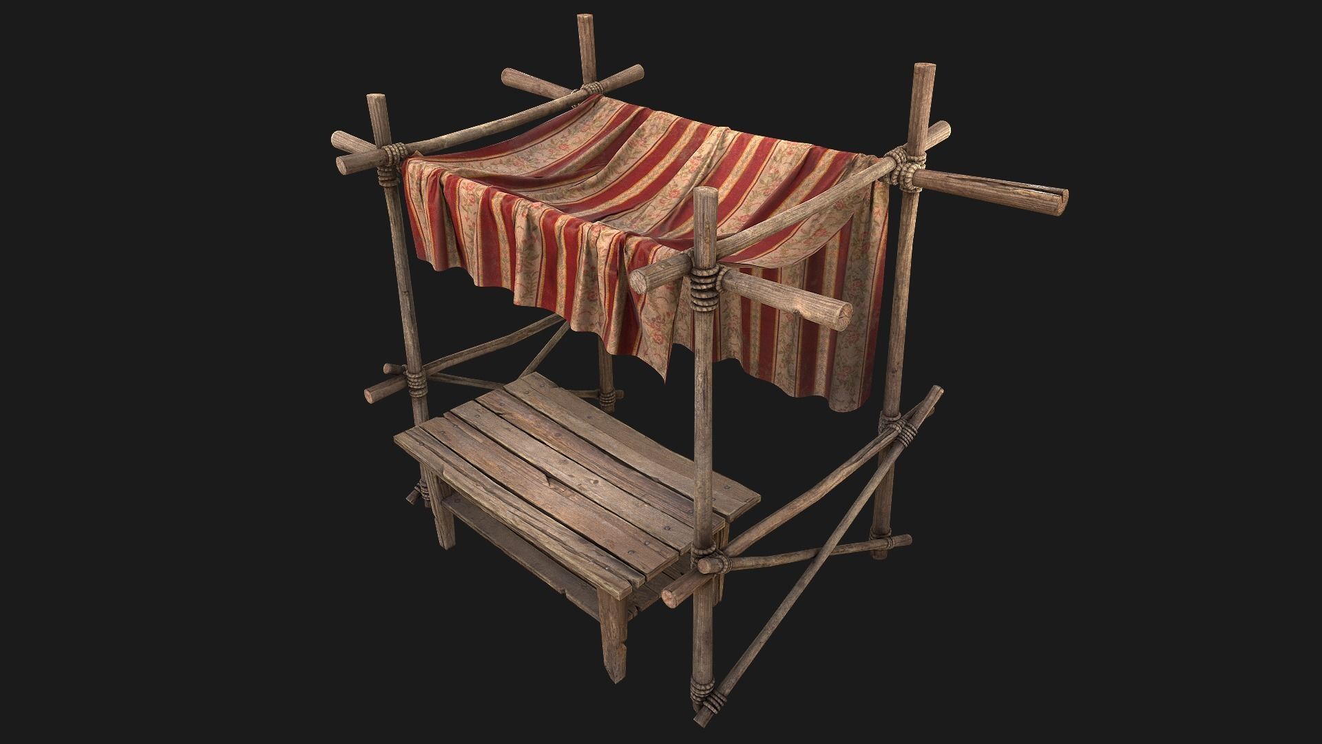 Large Market Stalls Tent Pack Low-poly 3D model_70