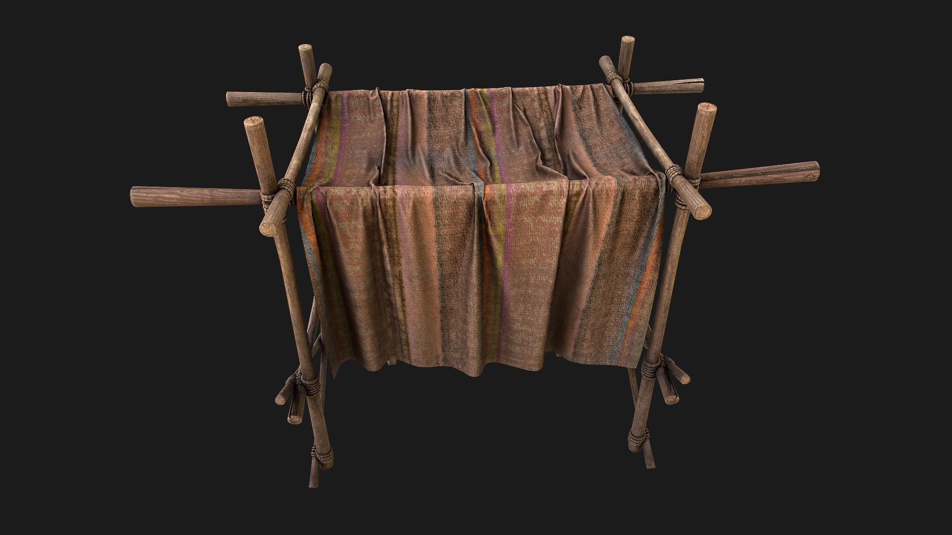 Large Market Stalls Tent Pack Low-poly 3D model_44