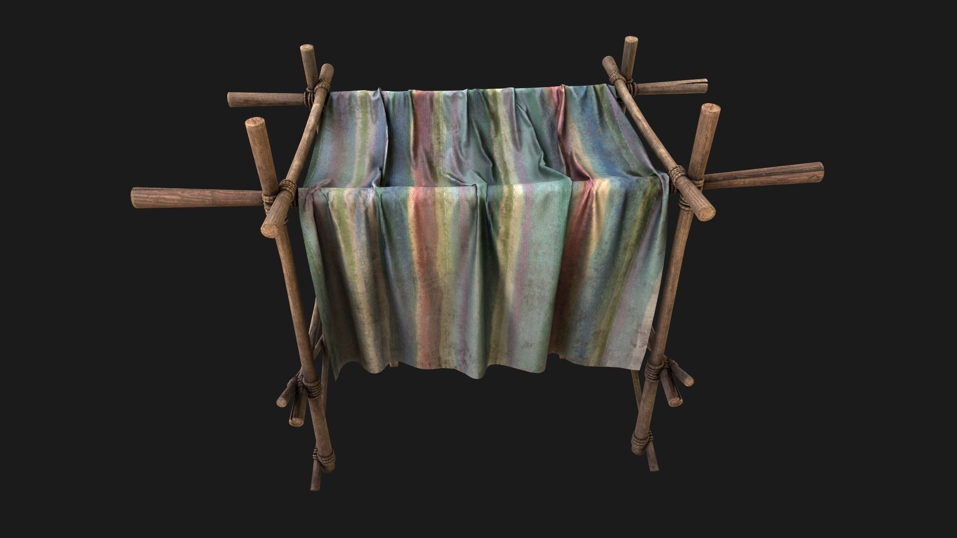 Large Market Stalls Tent Pack Low-poly 3D model_47